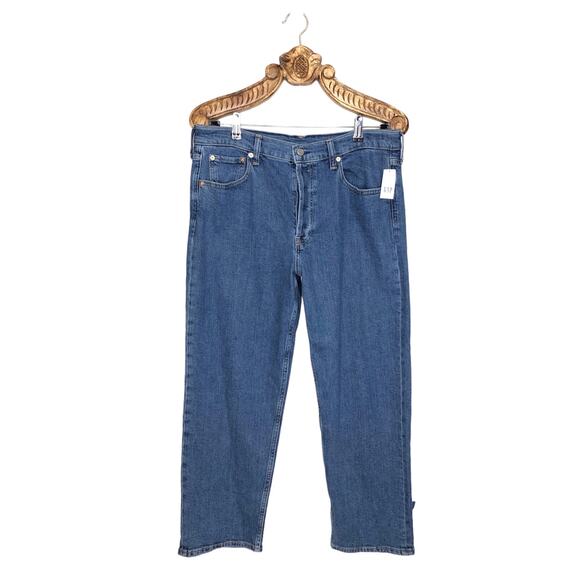 GAP Jeans Straight Cheeky High Rise Button Fly Medium Blue 14 SHORT NEW - Picture 7 of 8